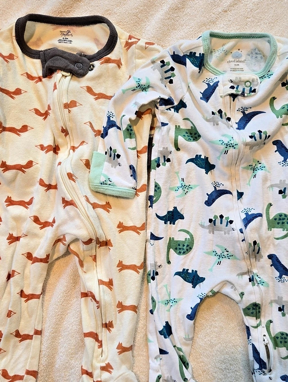 cloud island Cotton Sleep N' Play Footed Sleeper Blue & White Baby 0-3M /3-6m